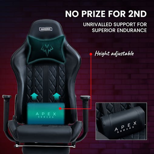 NNEMB Apex Series Reclining Gaming Ergonomic Office Chair with Footrest-Black