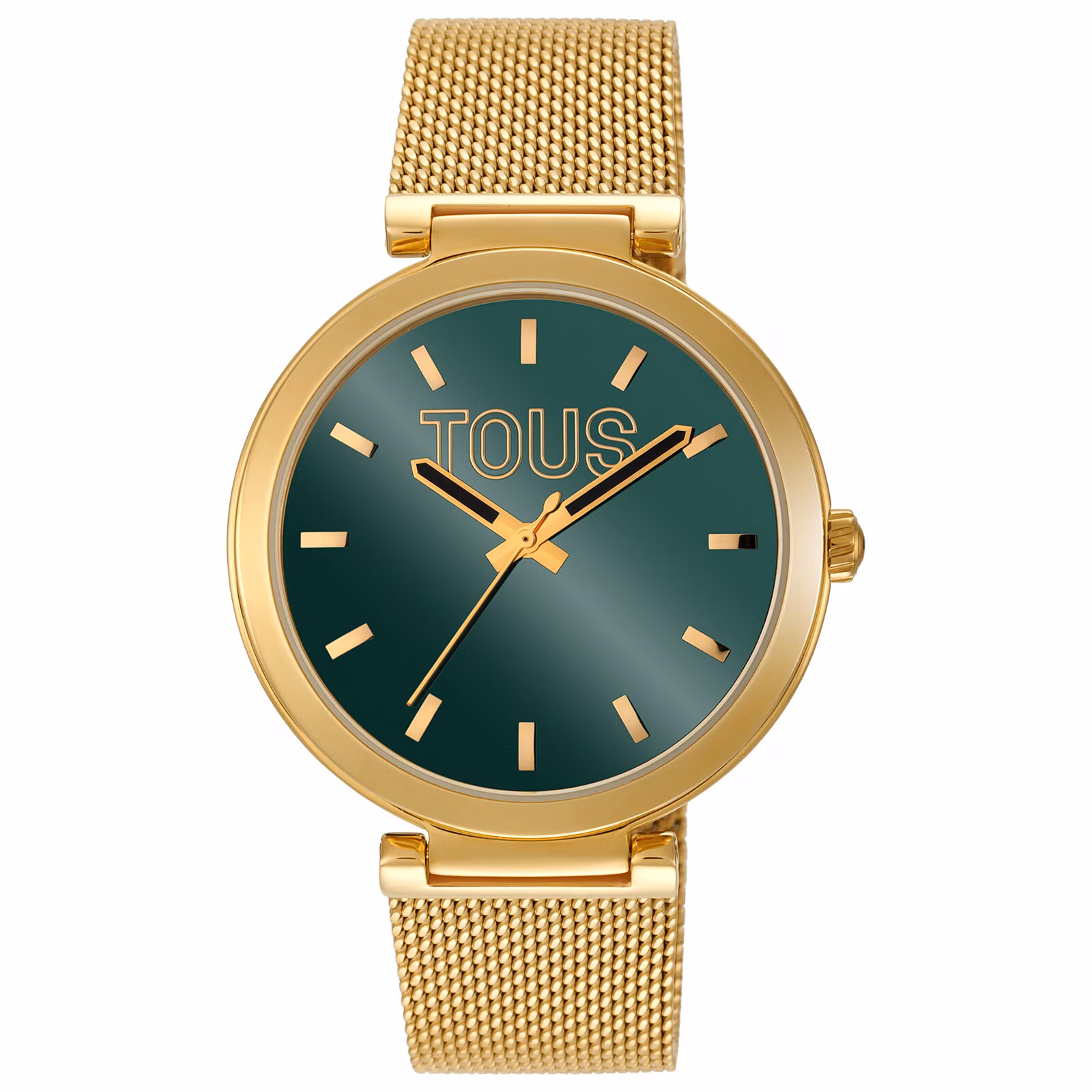 Reloj analógico con esfera verde y brazalete dorado S-Mesh Mirror