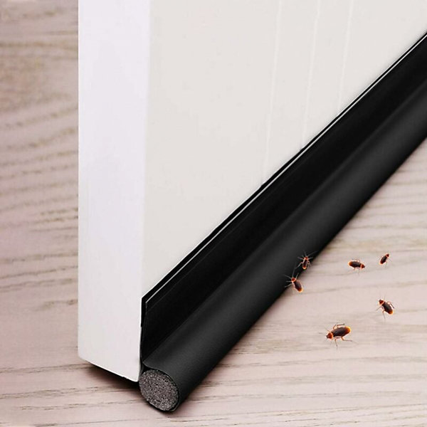 Bas de porte simple face 96 cm avec joint d'étanchéité autocollant, antibruit, noir