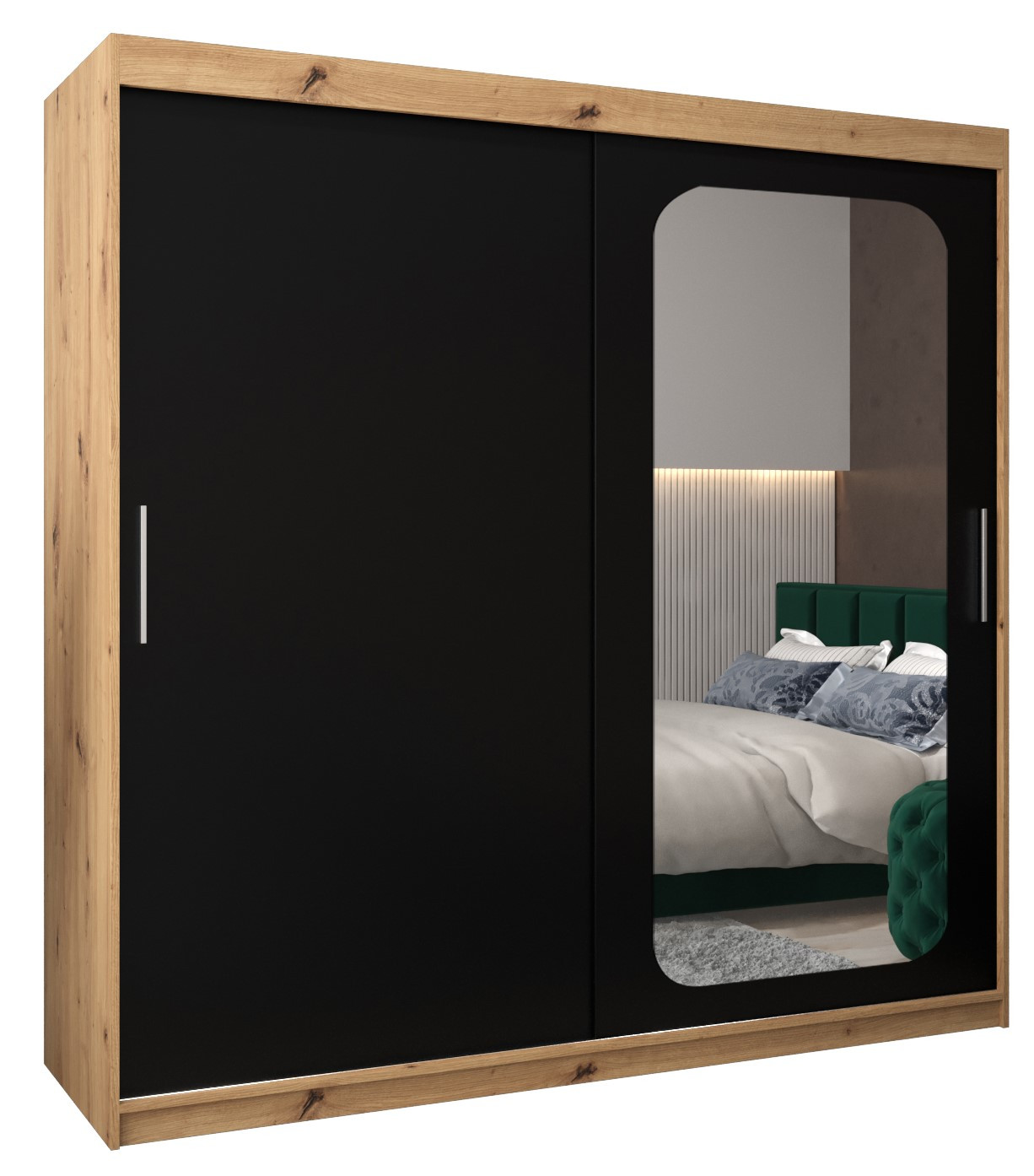 Szafa przesuwna Garderoba PROMO T2 200artisan/czarny