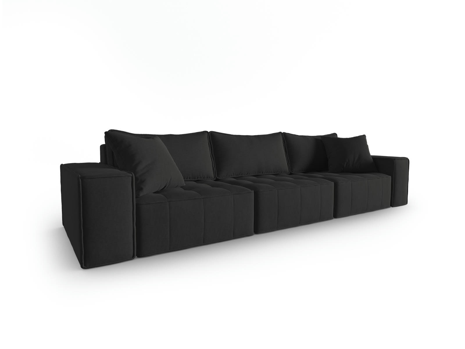 MIKE - Canapé modulable 5 places en tissu structurel noir