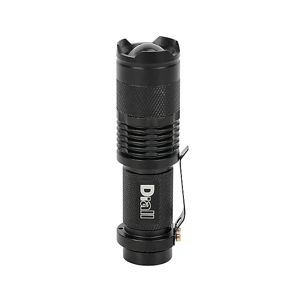 Lampe torche LED 60 lumens Diall autonomie 1h30 fonctionne avec 1 pile AA (LR6)