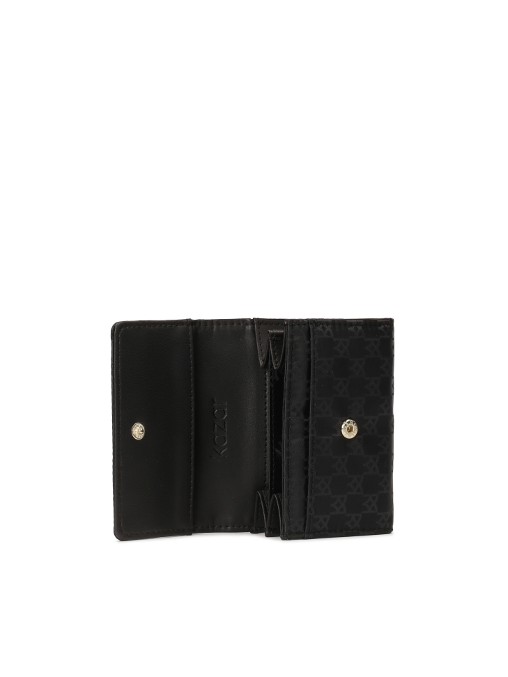 Logo-textured black fabric wallet