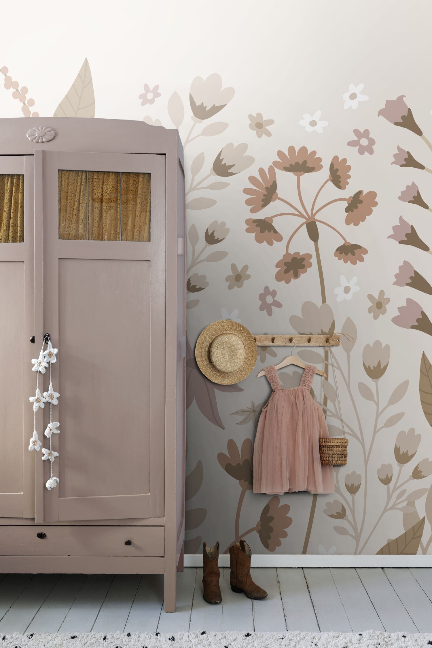 ESTAhome fotobehang bloemen beige, terracotta en roze - 200 x 279 cm - 159410