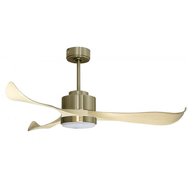 Modulo Regular Exterior - un ventilateur pour extérieur IP44, DC 132 cm Laiton pales abs marron Lumière dimmable 20 à 30 m²