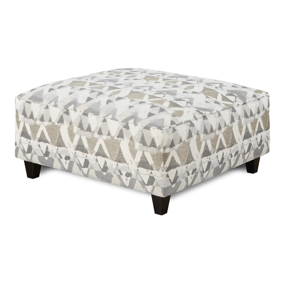 Mountain View Cement Grey Geometric Pattern Cocktail Ottoman