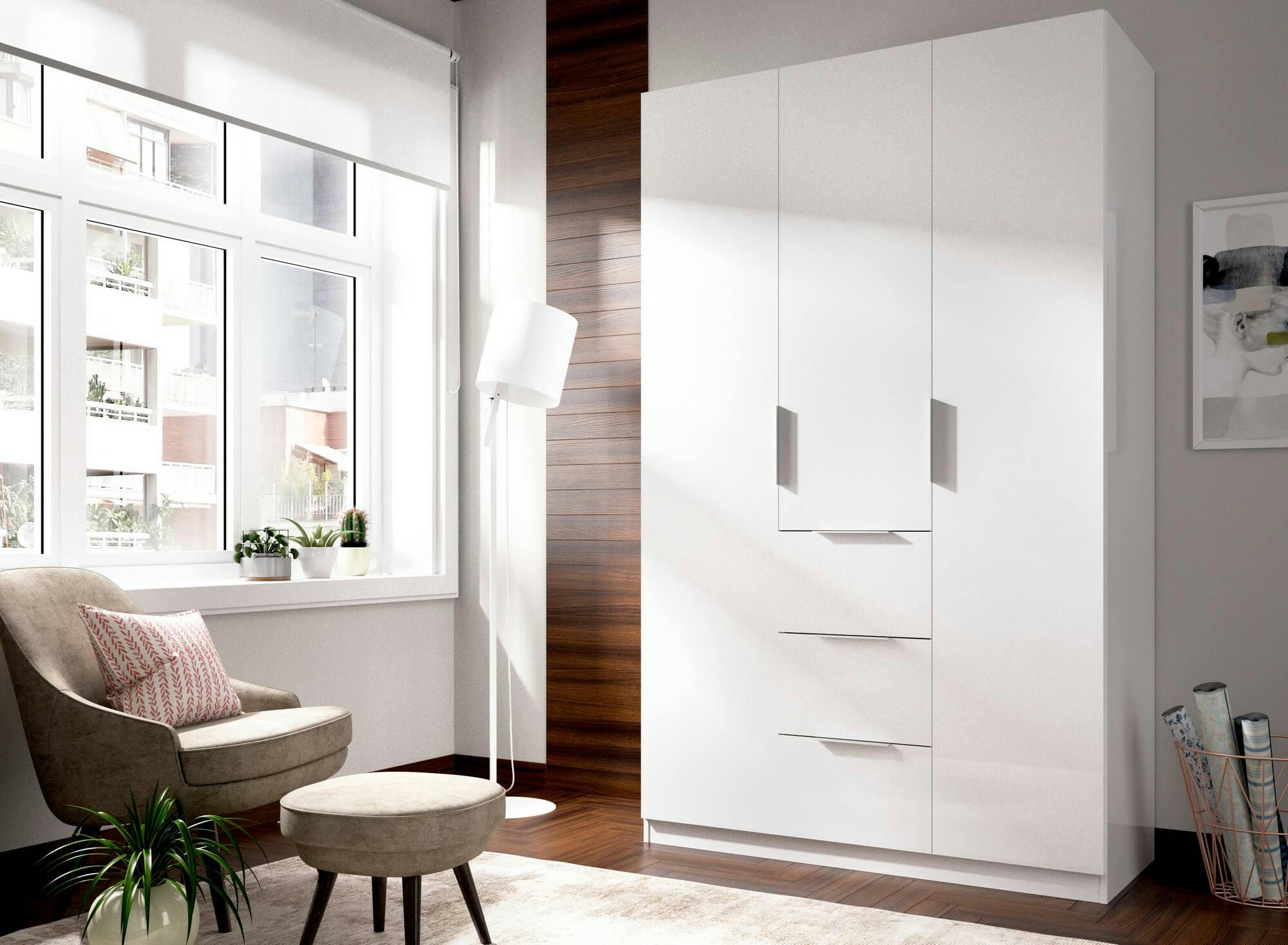 DCURT - Garde-robe effet bois blanc