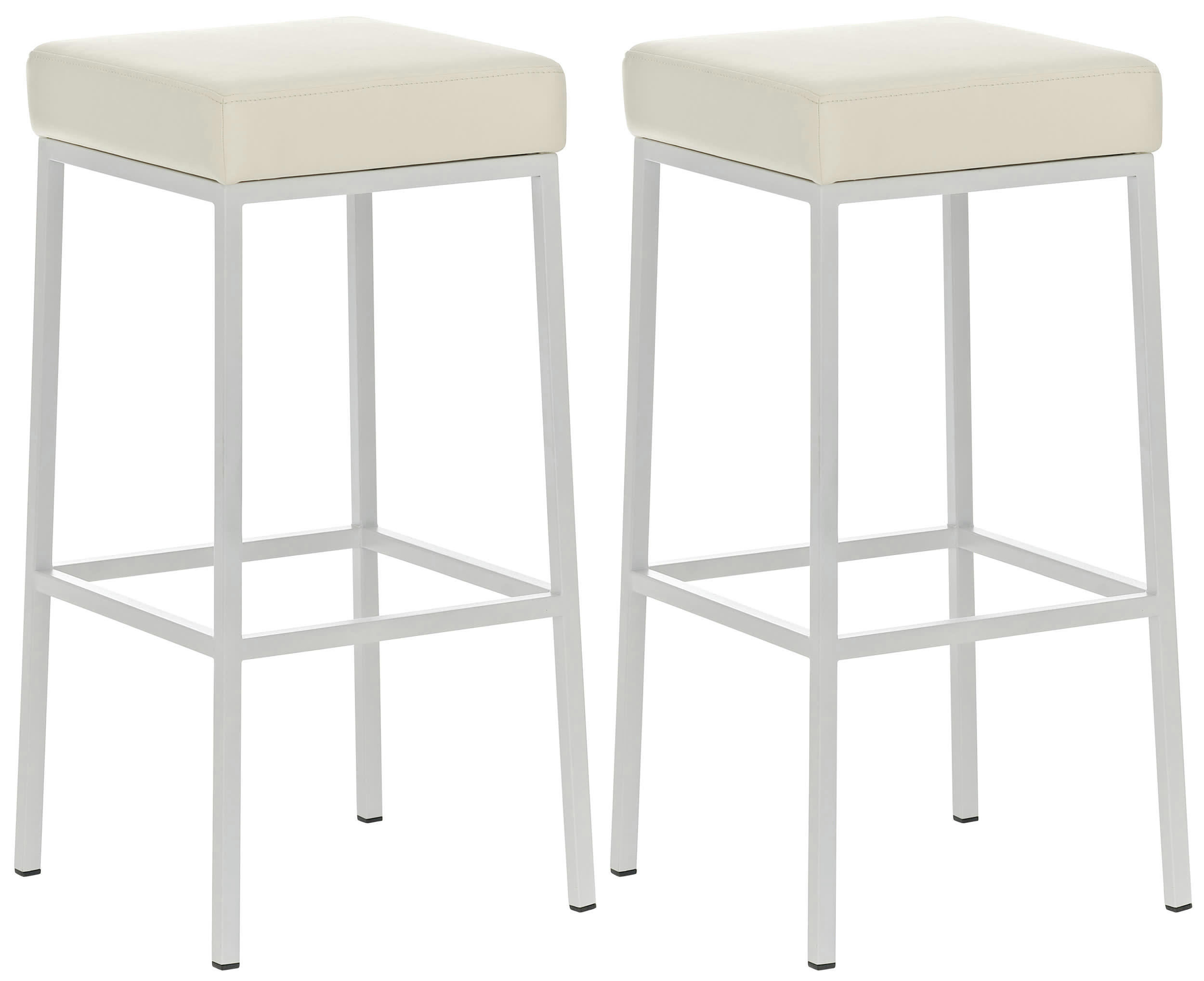 MONTREAL - Lot 2 tabourets de bar avec pieds en métal en similicuir Crème