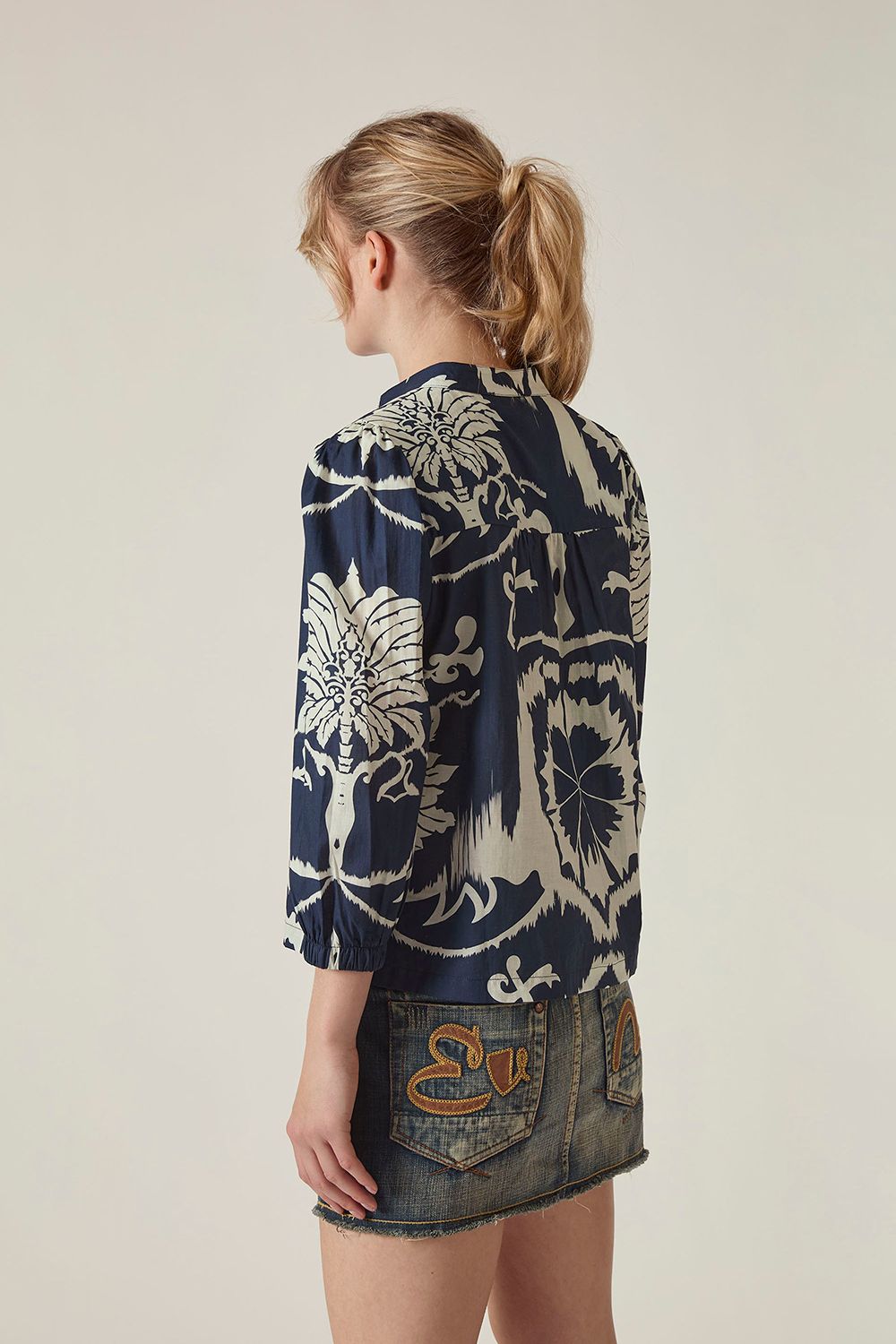 James Lakeland Navy Ornamental Print Shirt