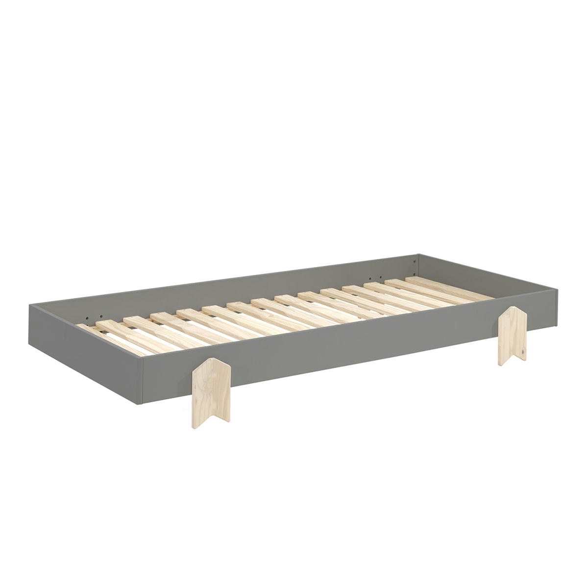 MODULO - Lit empilable 90x200 sommier inclus gris