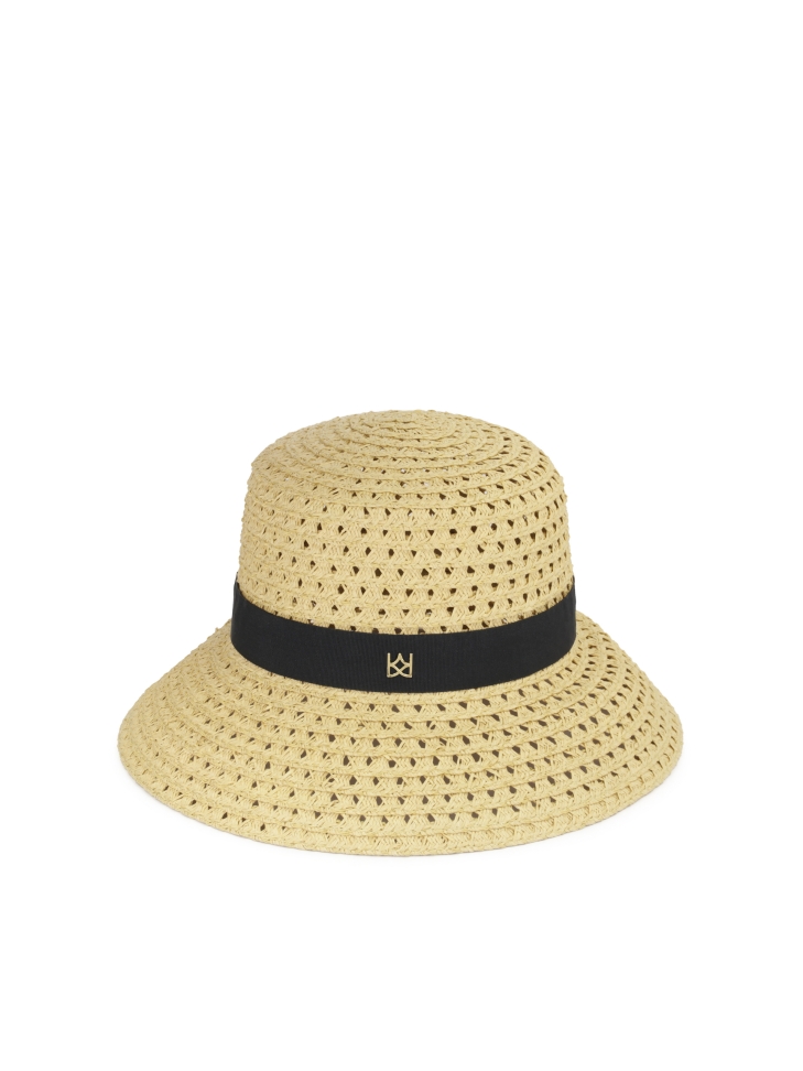 Beige classic straw hat