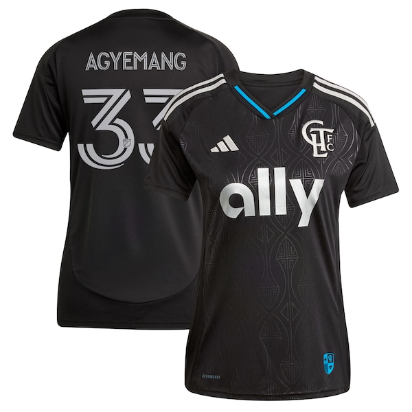 Patrick Agyemang Charlotte FC adidas Women's 2025 Fortress Kit Replica Player Jersey - Black