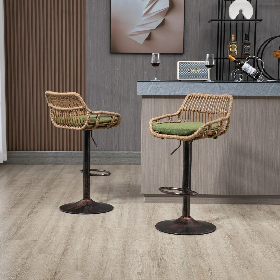Swivel Bar Stools Set of 2 Adjustable Counter Height Chairs with Footrest - 19.23*18.90*35.04--42.9inch
