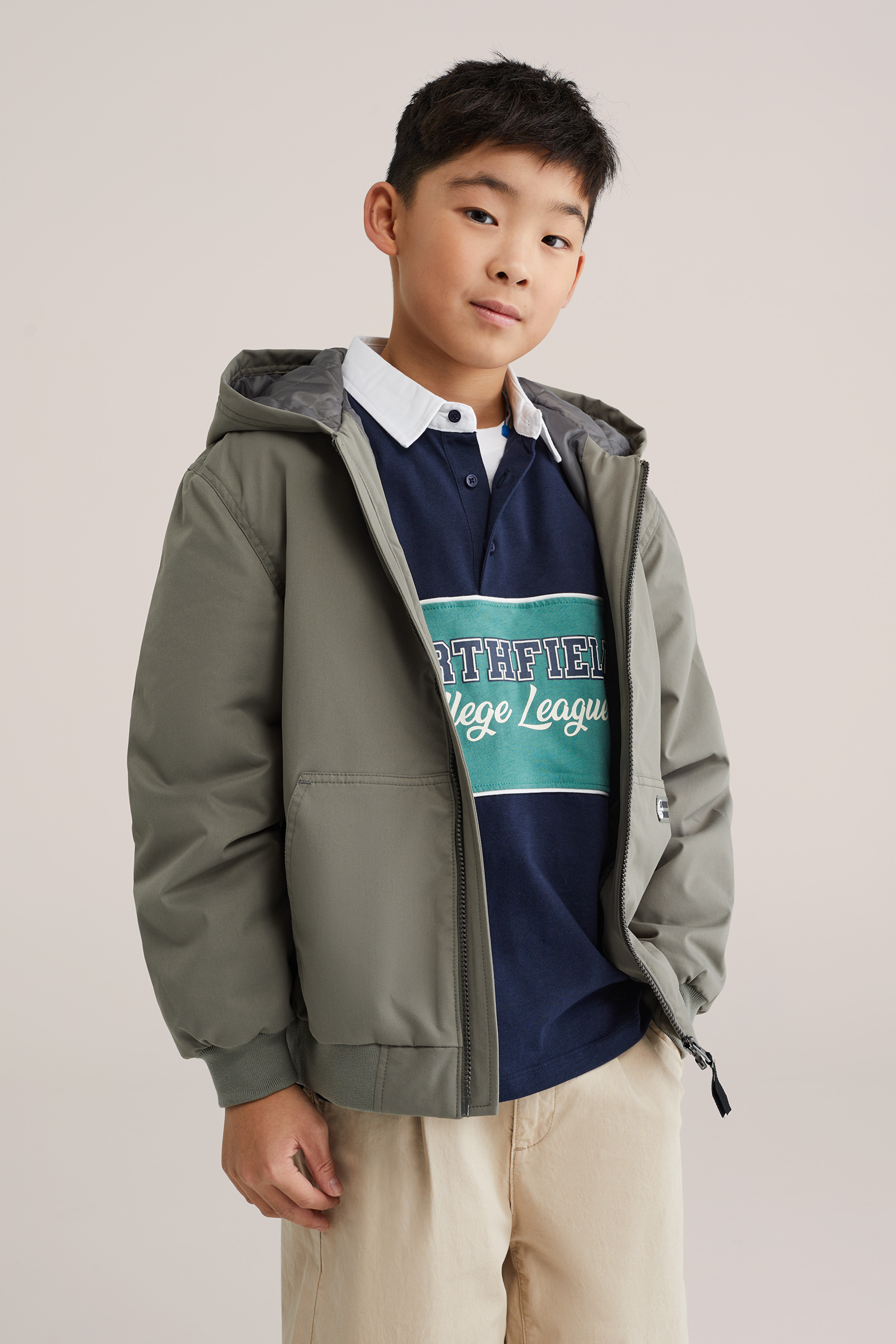 Jongens bomberjack met capuchon