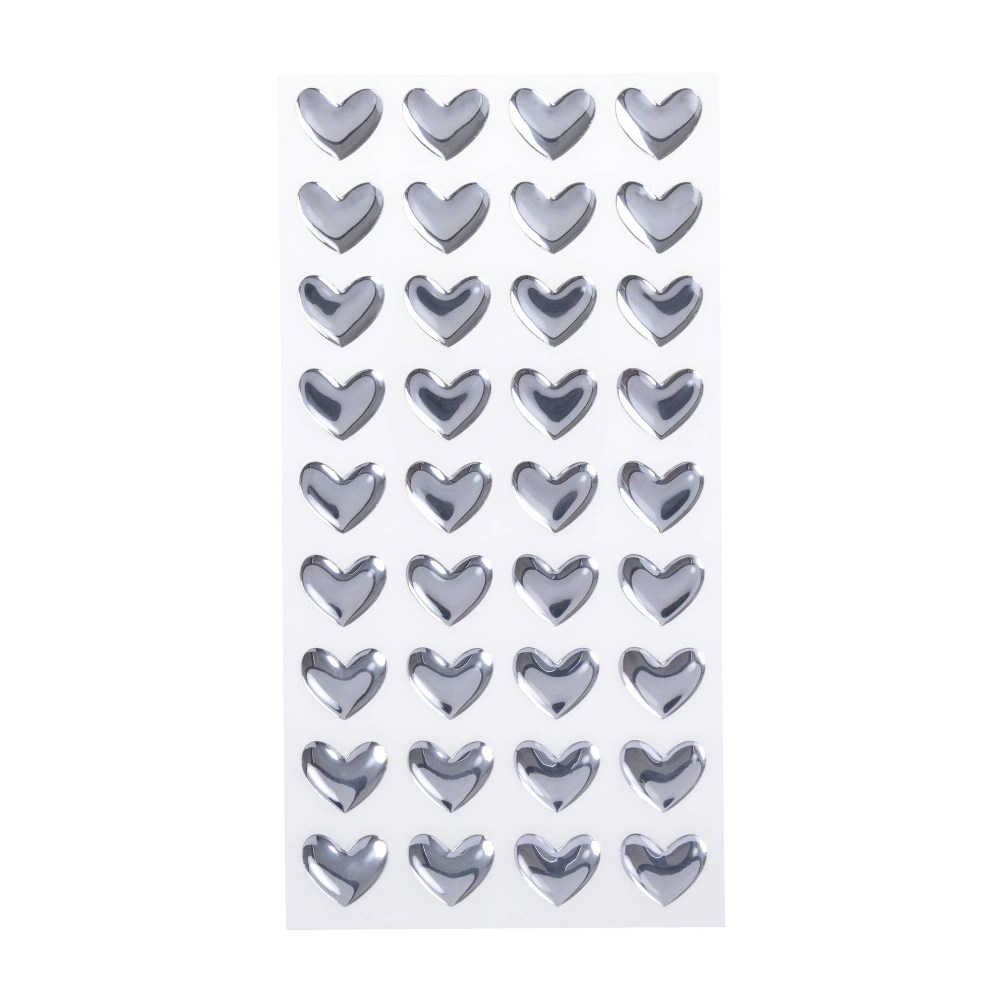 Silver Heart Epoxy Stickers 36 Pack