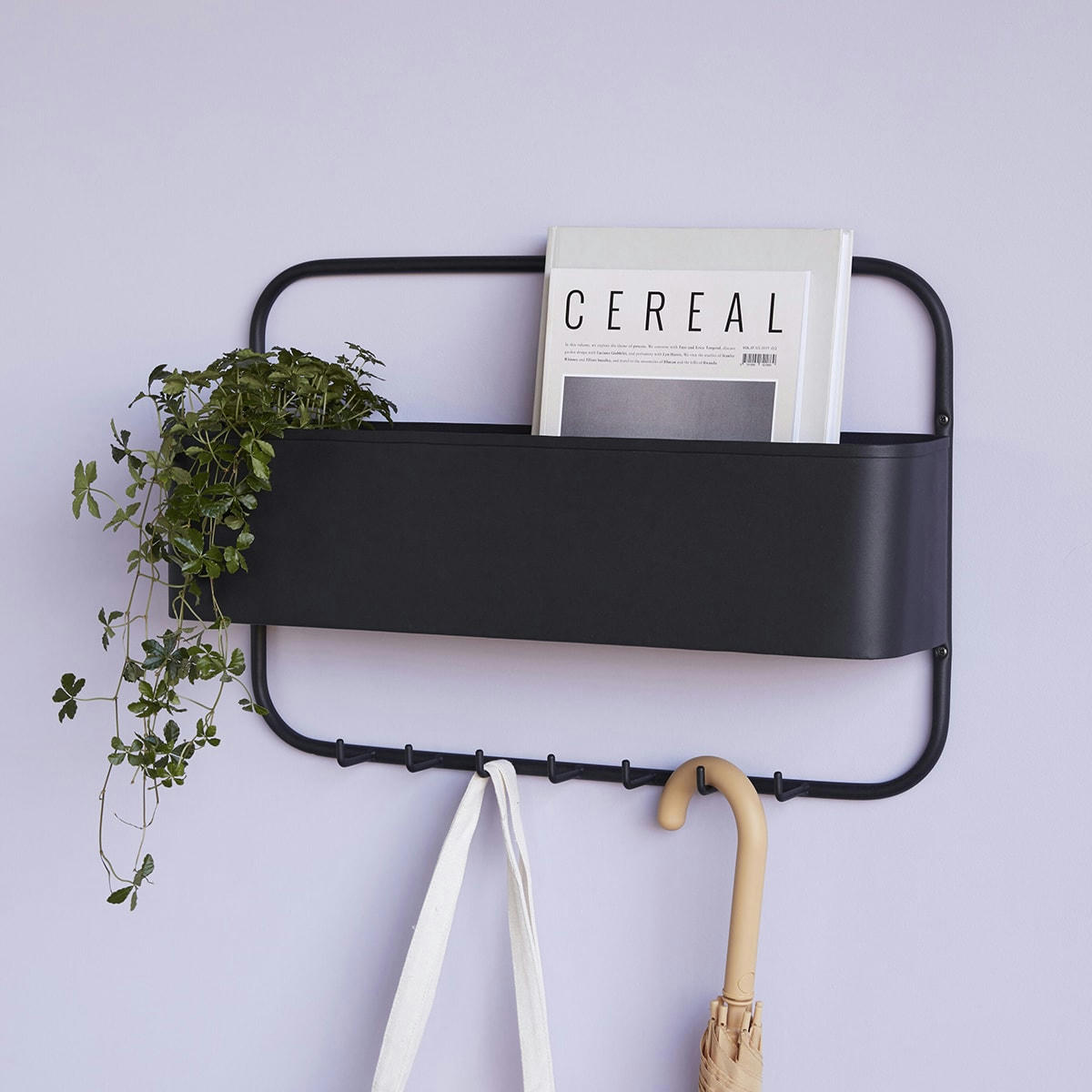 KEEP - Porte-manteau avec rangement en métal noir