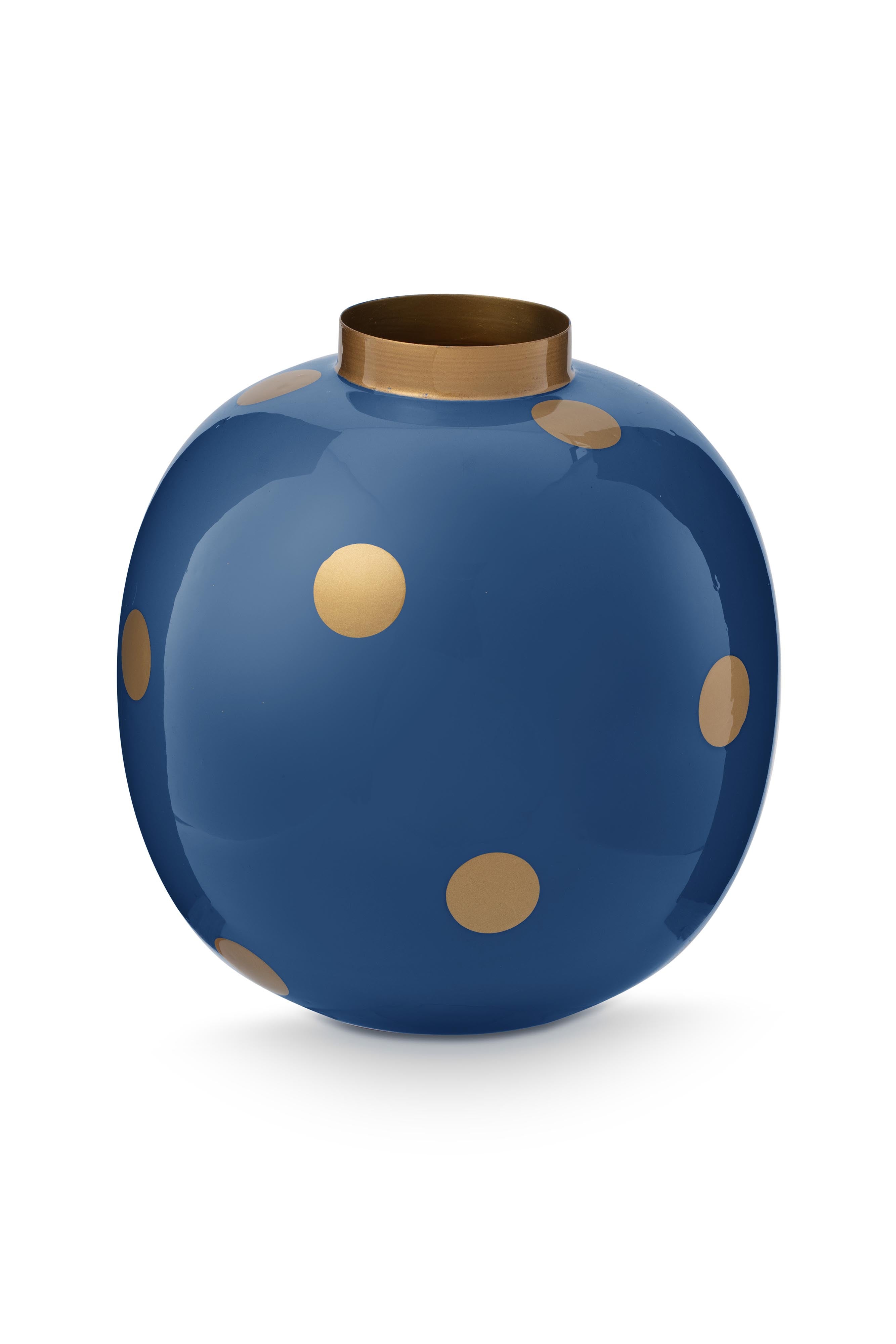 Pip Studio Vaas Dots - Metaal - Navy/ Goud - 23cm