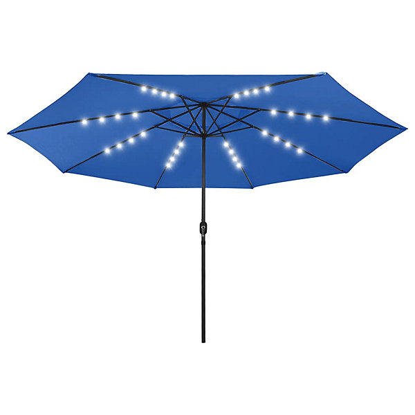 Parasol d'exterieur avec led et mât metal bleu Helloshop26