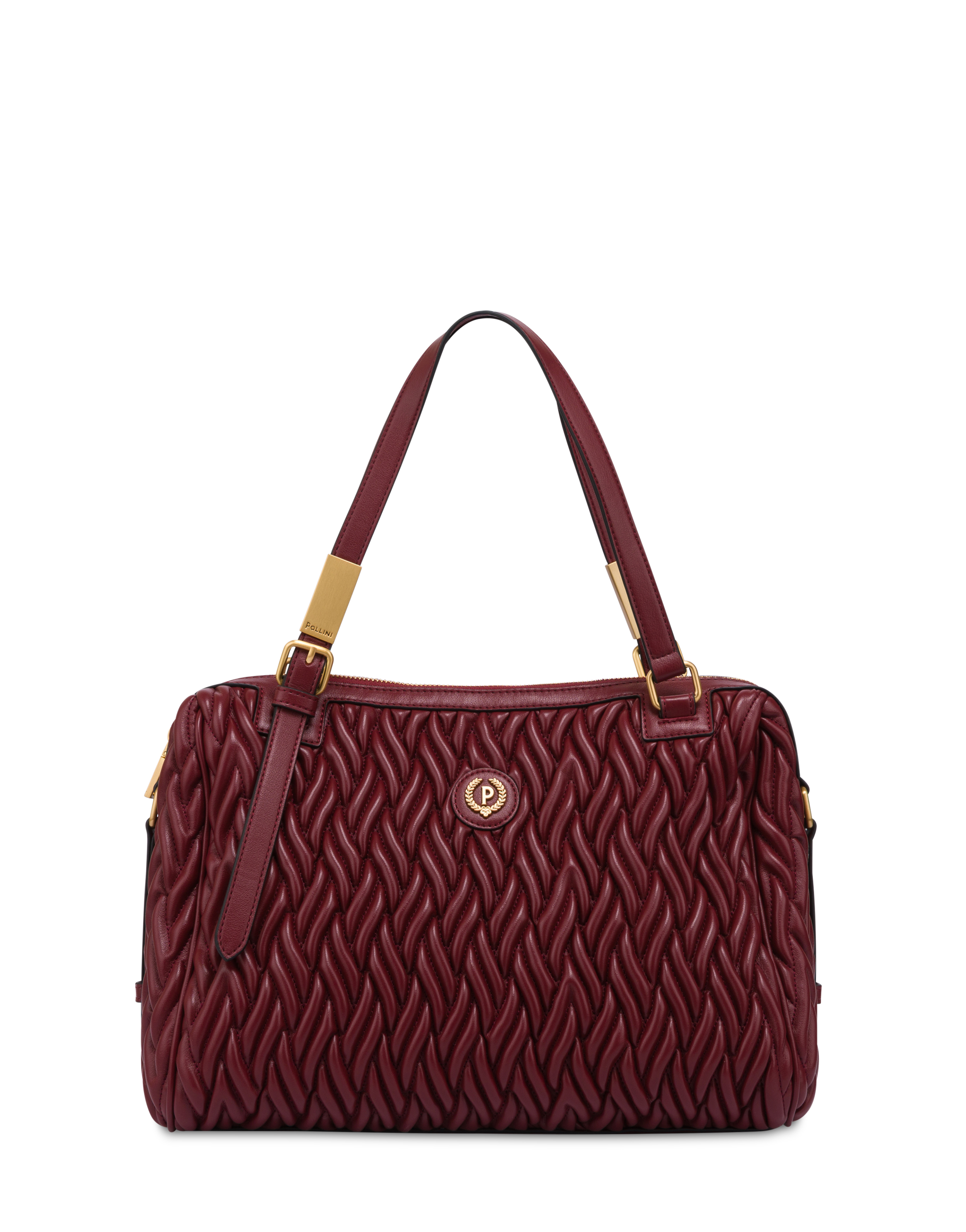 Borsa A Spalla Alba In Quilted Pu E Soft Pu Burgundy/burgundy