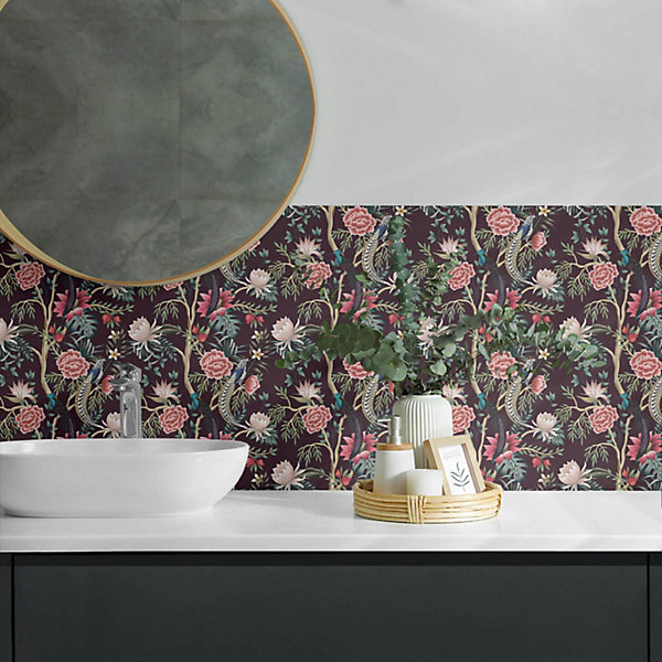 Panneau Décoratif Mural Wallfluent 100x50 cm Motif Floral Orné 1 pièce