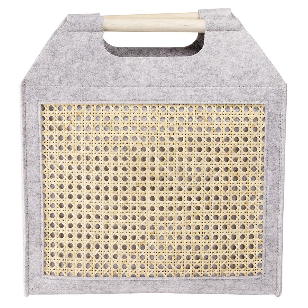 Panière feutrine et bambou grise Moyen modèle 42x14xH38cm