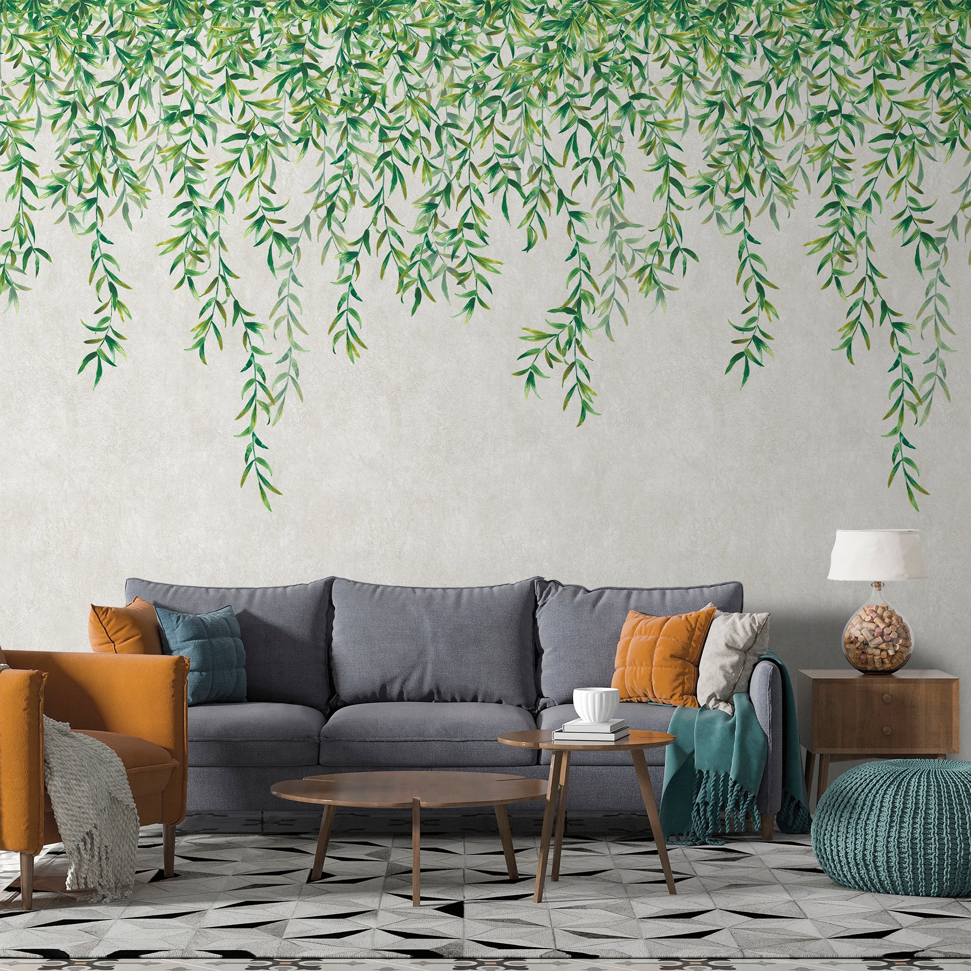 Sanders & Sanders fotobehang bladeren groen en beige - 212 x 280 cm - 640272