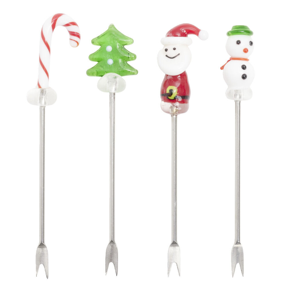 Lot de 4 piques à apéritif décor No&euml;l H8cm