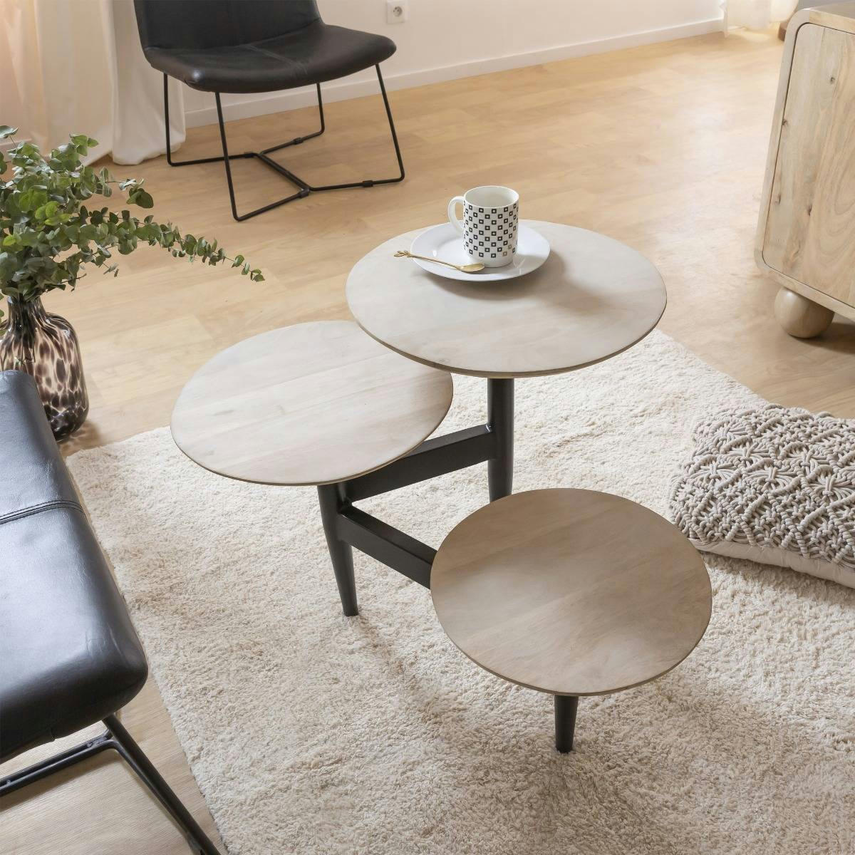 - Table basse en bois noir 70 cm