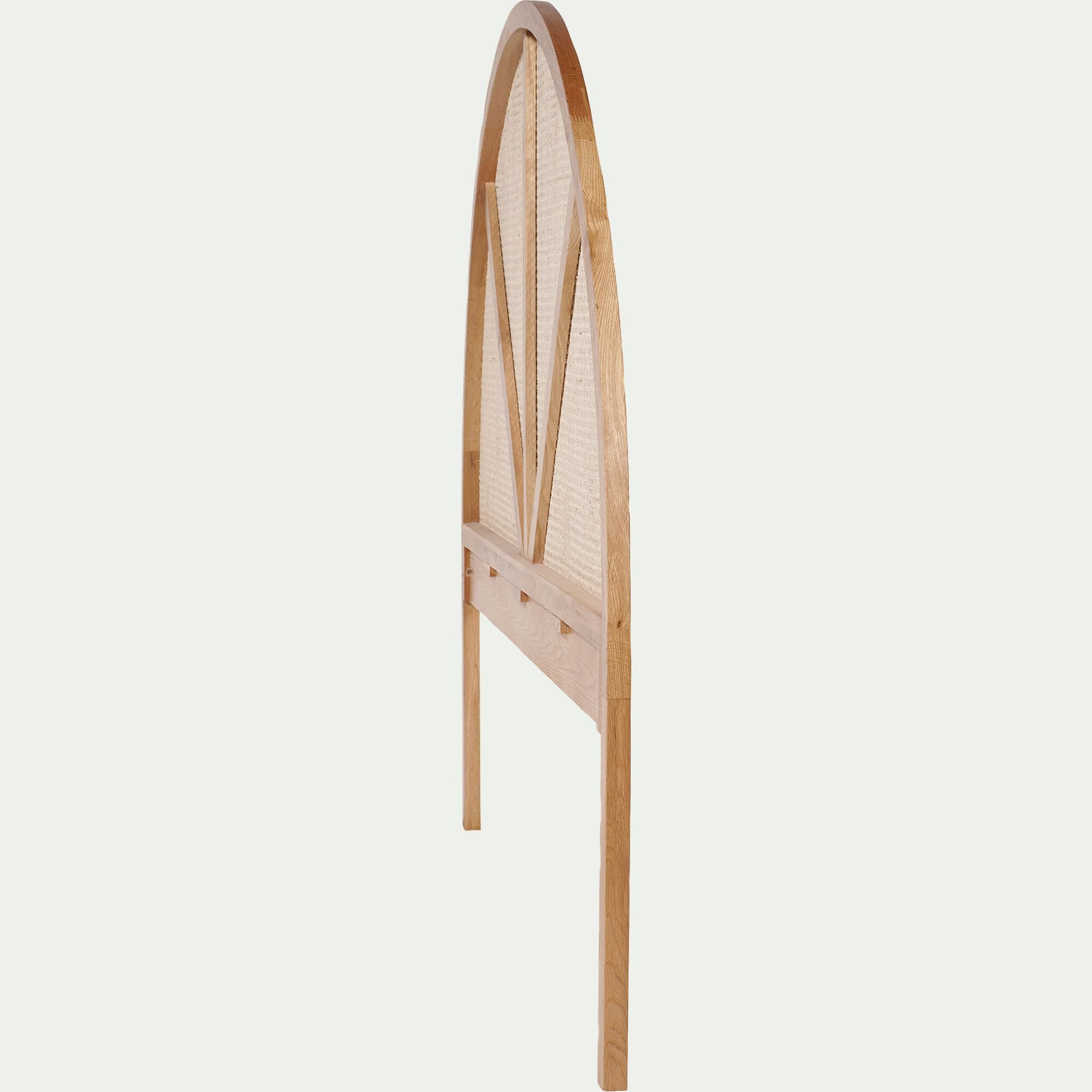 ABELLE - Tête de lit ronde en chêne et rotin L170cm - bois clair