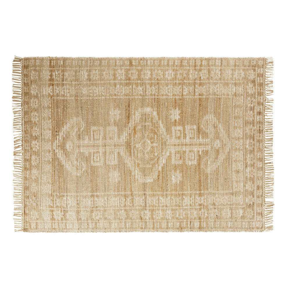 JASMINA - Tapis kilim tissé en jute et coton beige 160x230