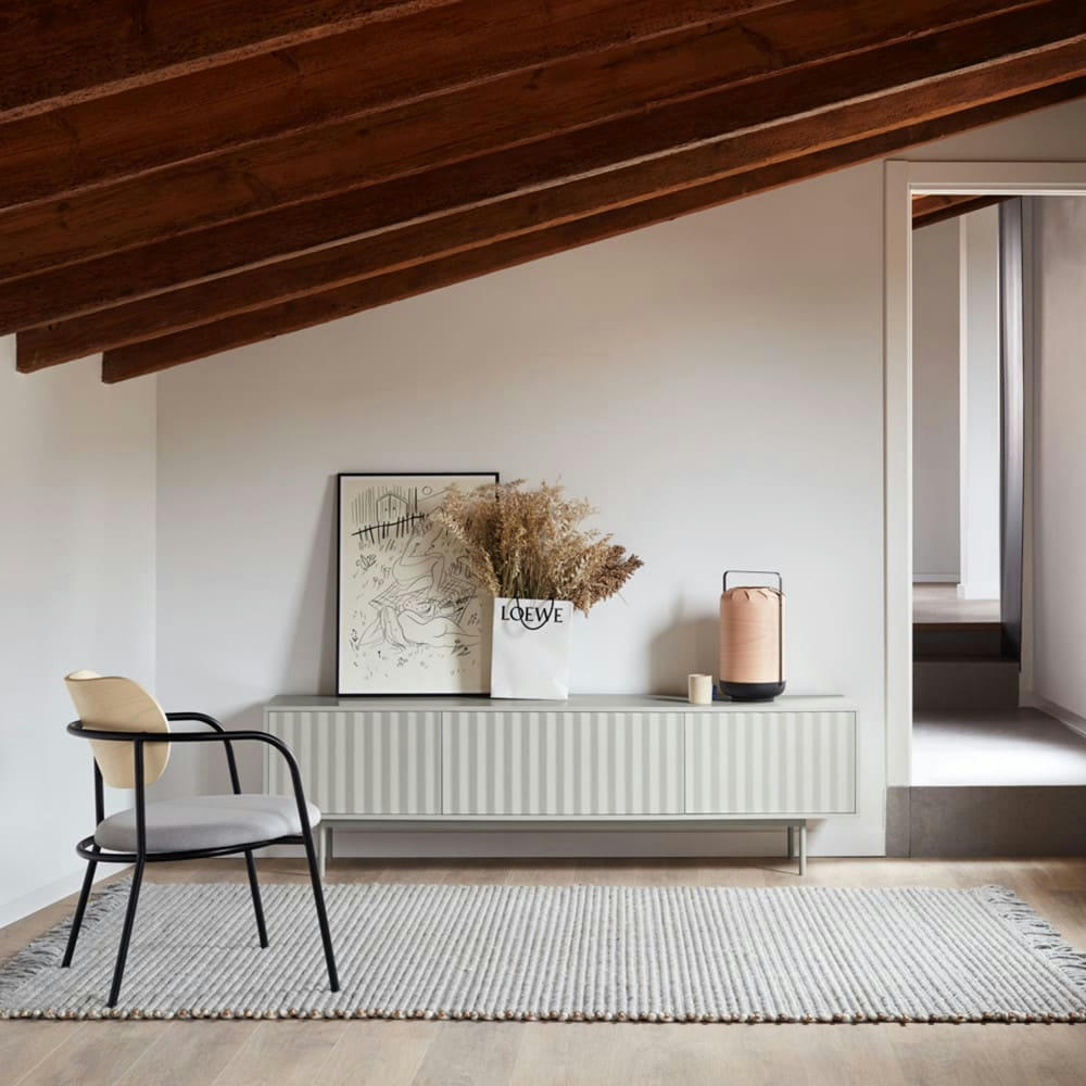 SIERRA - Meuble TV en bois 3 portes L180cm gris clair