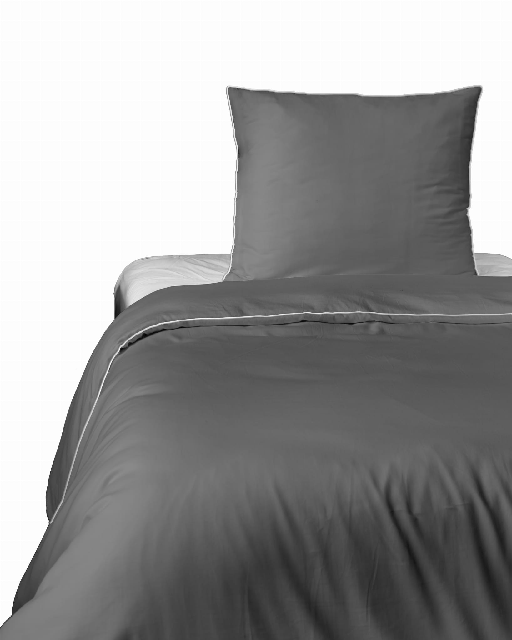 Komplet pościeli z makosatyny z lamówką bizą 140x200 szary