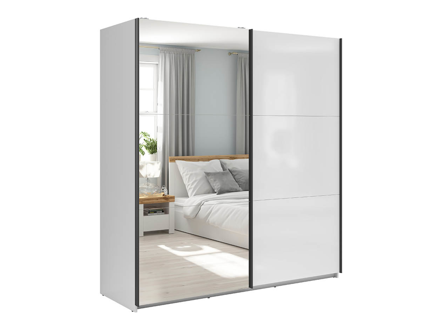 Szafa przesuwna Tetrix 183 cm z lustrem biały połysk