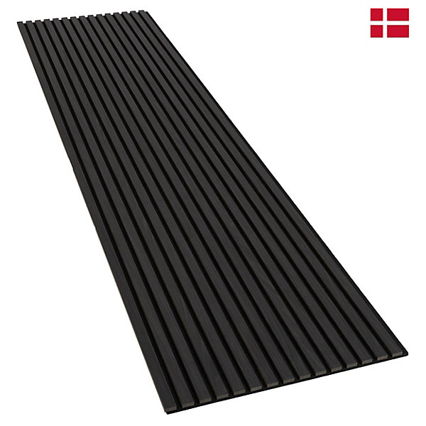 Panneaux muraux acoustiques decoratifs PREMIUM en placage bois veritable chene noir sur MDF noir 240x60 cm Nordic Acoustics