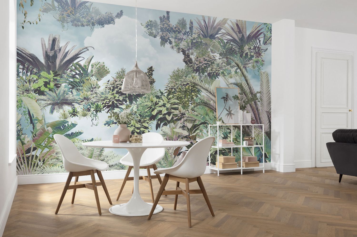 Komar fotobehang palmbladeren groen en blauw - 368 x 248 cm - 611147