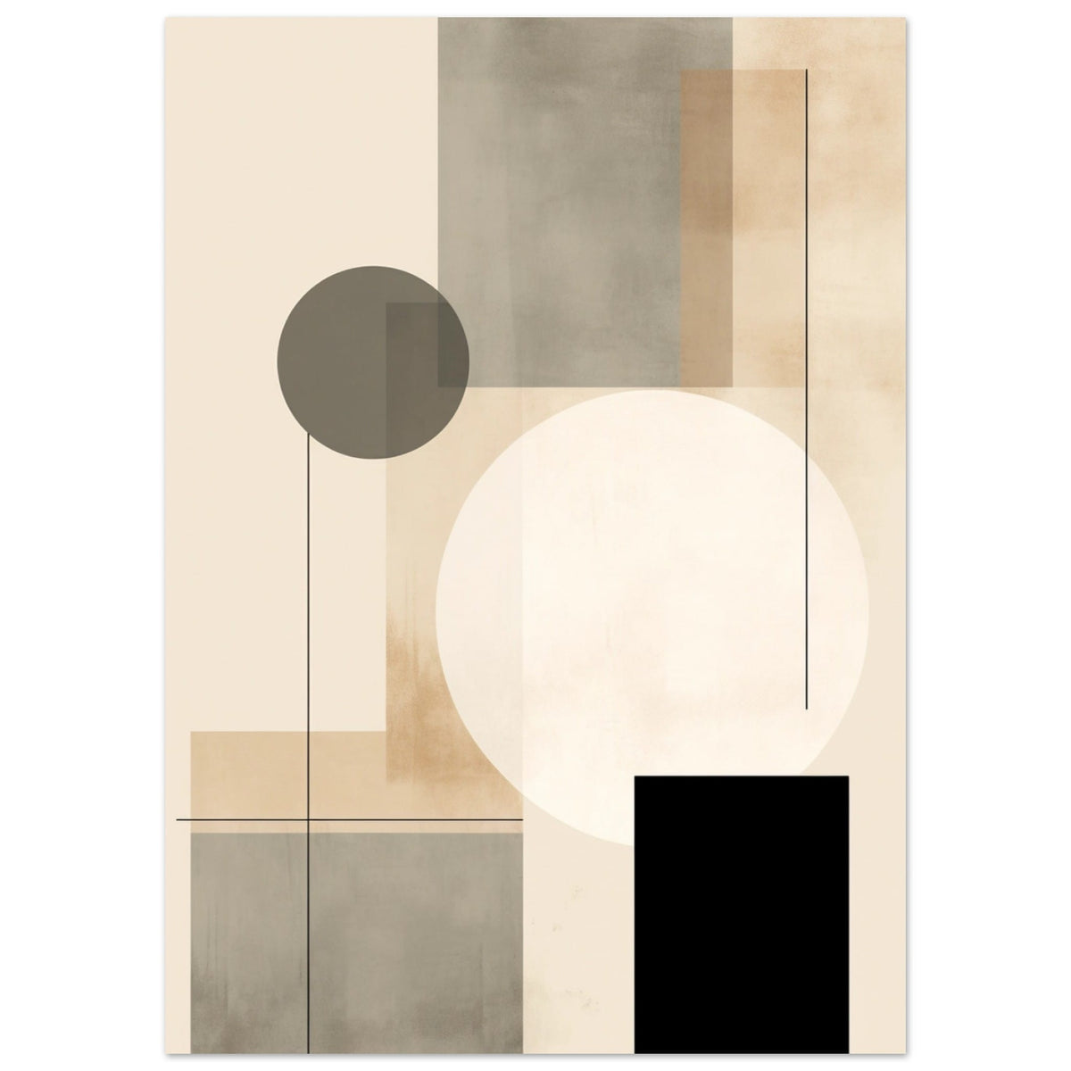 Artfulprints Poster Japandi abstract  - 50x70 cm - Taupe