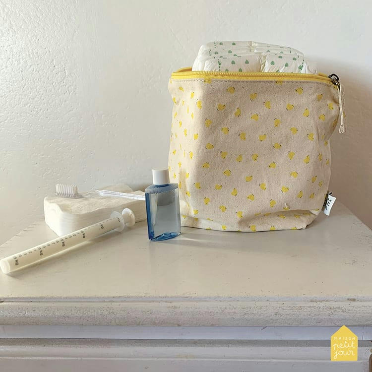 LES POUSSINS - Trousse les poussins en coton  jaune