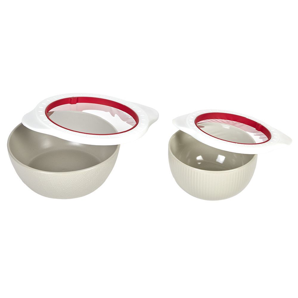 Couvercle alimentaire x2 blanc et rouge Ø13 et Ø16cm