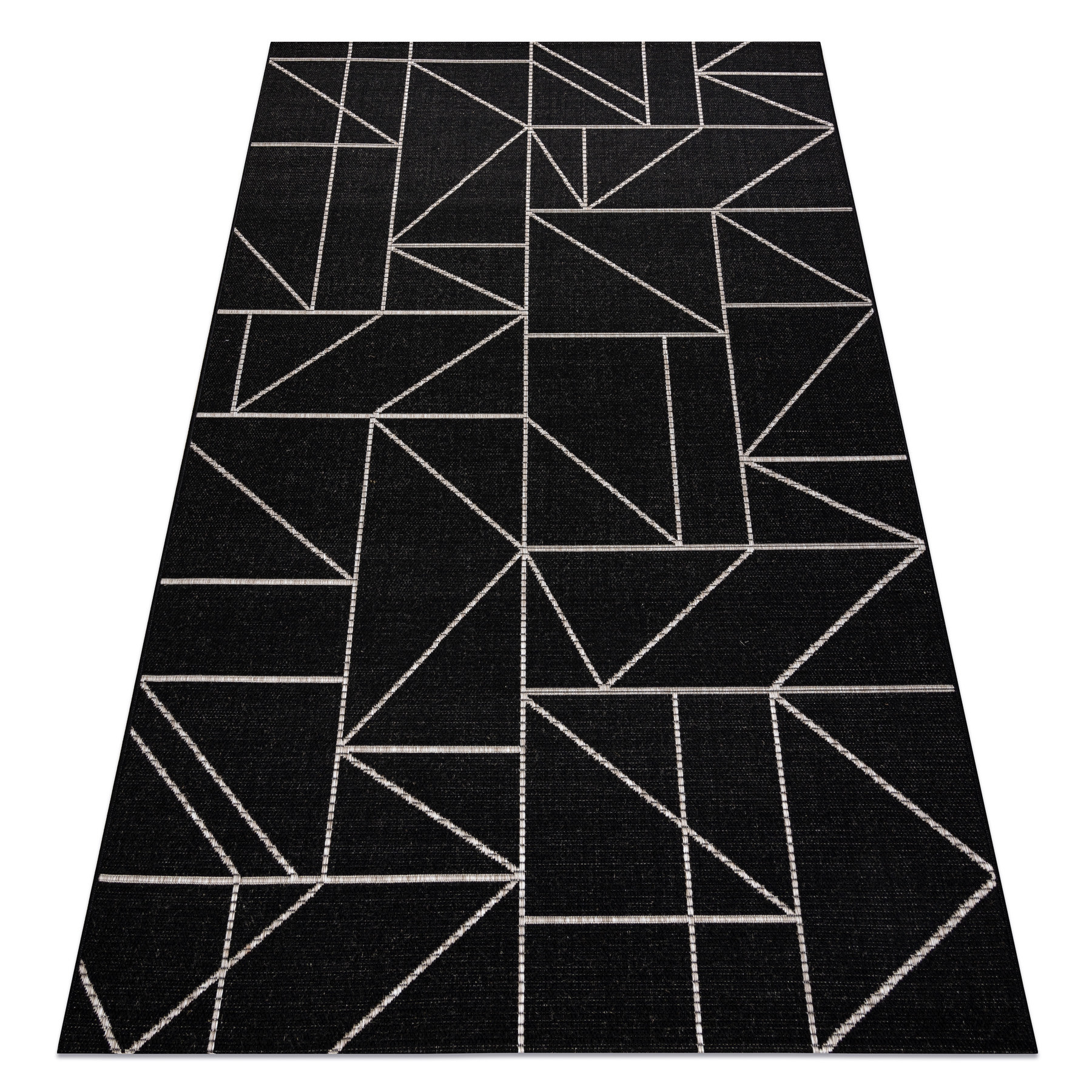 DYWAN SZNURKOWY SIZAL FLOORLUX 20605 black / silver TRÓJKĄTY, 60x110 cm