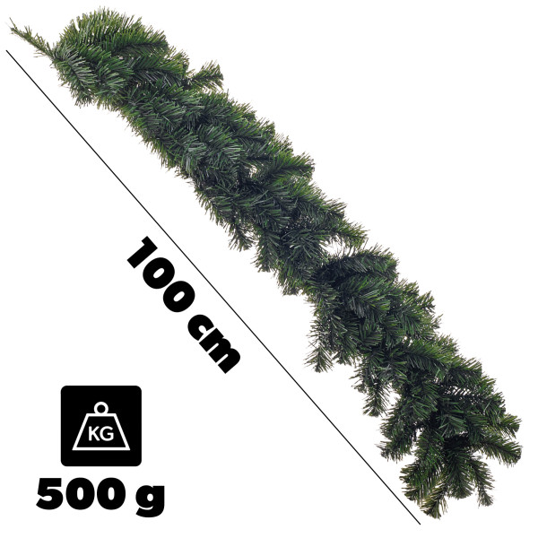 KADAX Girlanda Choinkowa Świąteczna 100 cm Zielona