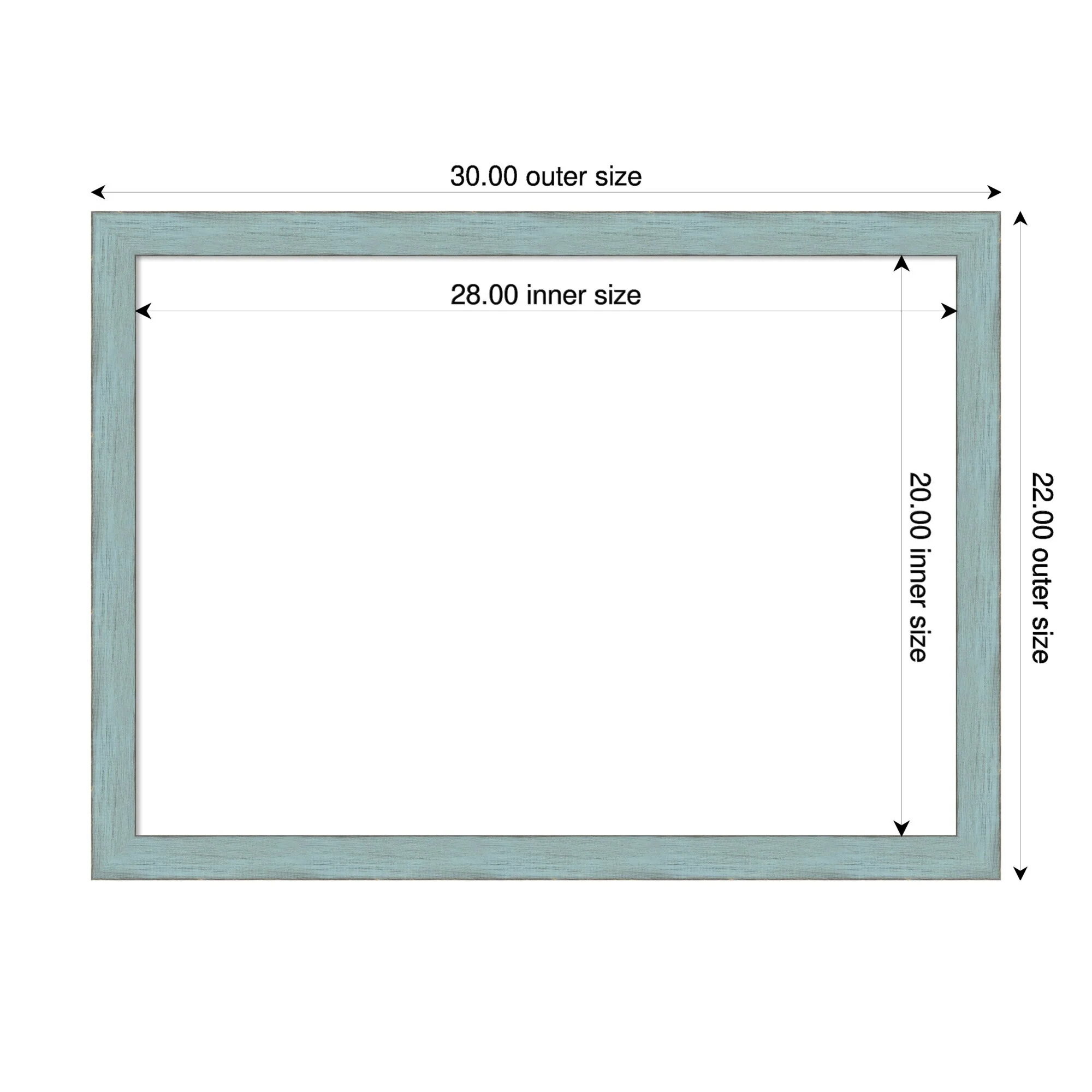 Amanti Art Sky Blue Rustic Framed Dry Erase Magnetic Board