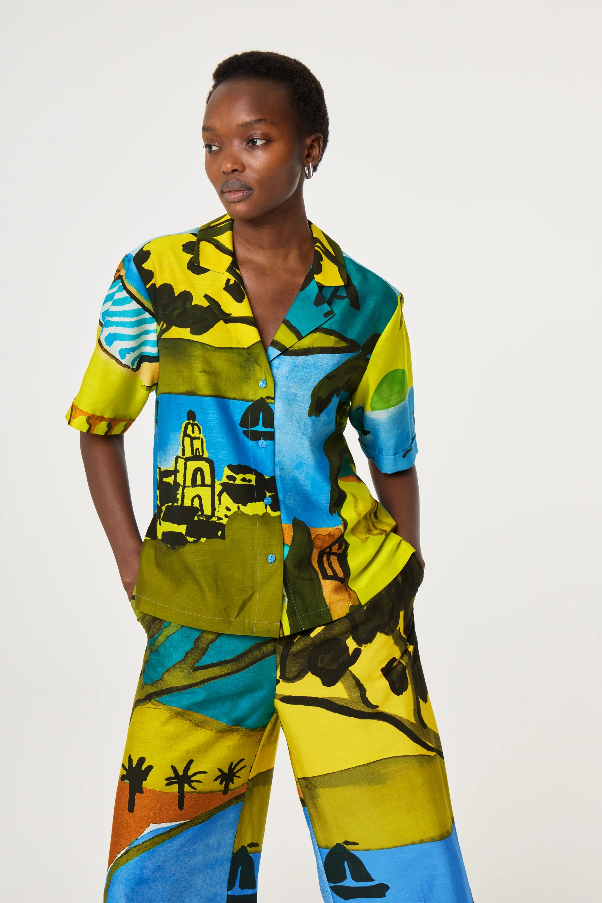 Brock Blouse | Yellow/Blue