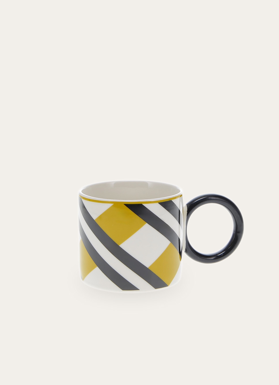 MUG STYLE ART DÉCO MOTIFS GRAPHIQUES MOUTARDE