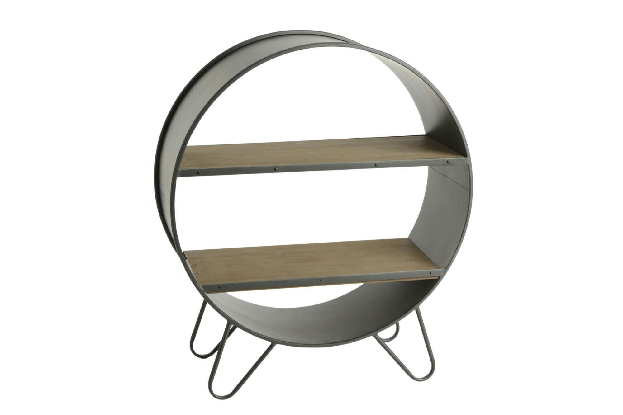 OHIO - Bibliothèque industrielle ronde en bois et métal