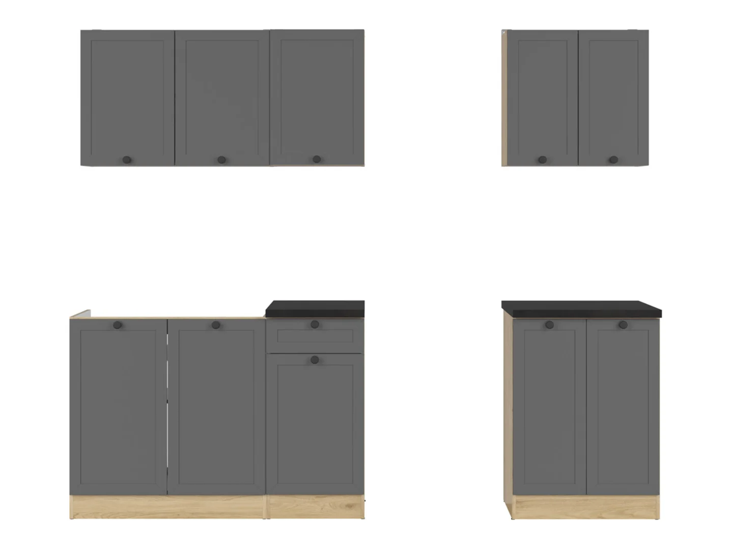 Komplet kuchenny Junona Line A 180 cm grafitowyz blatem