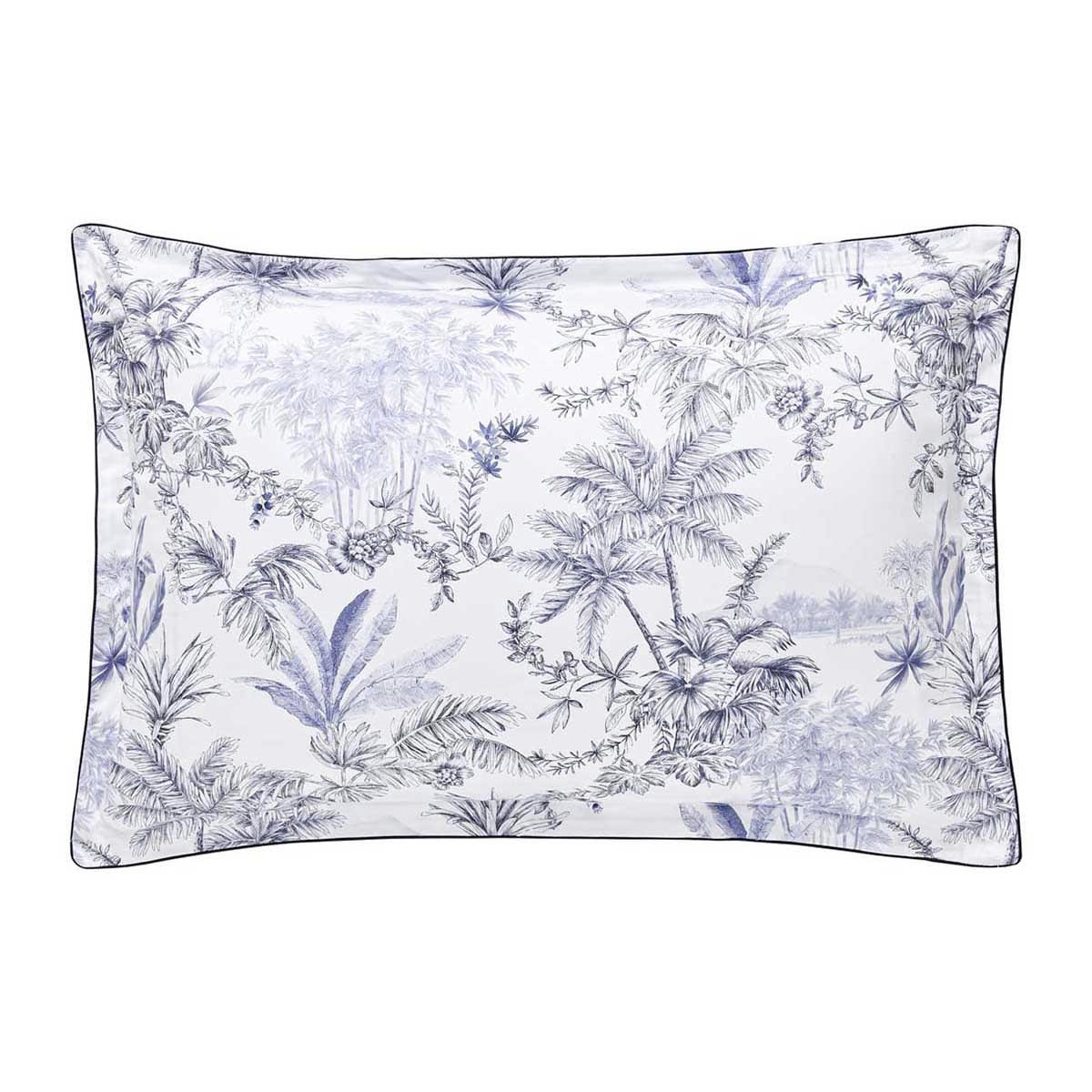 RIVAGES - Taie d'oreiller en satin de coton bio bleu 50x75