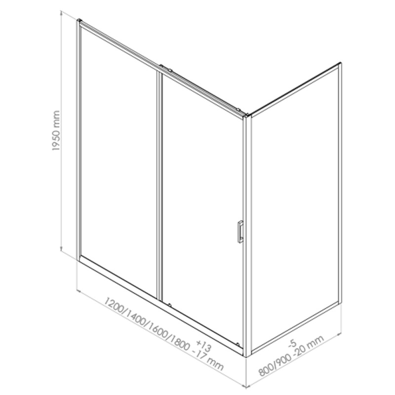 Paroi de douche fixe chrome Napa 90 x 195 cm ONDÉE