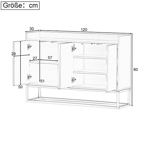Buffet moderne 4 portes, armoire de rangement sans poignée, meuble polyvalent pour salon, chambre, salle de bain, noir