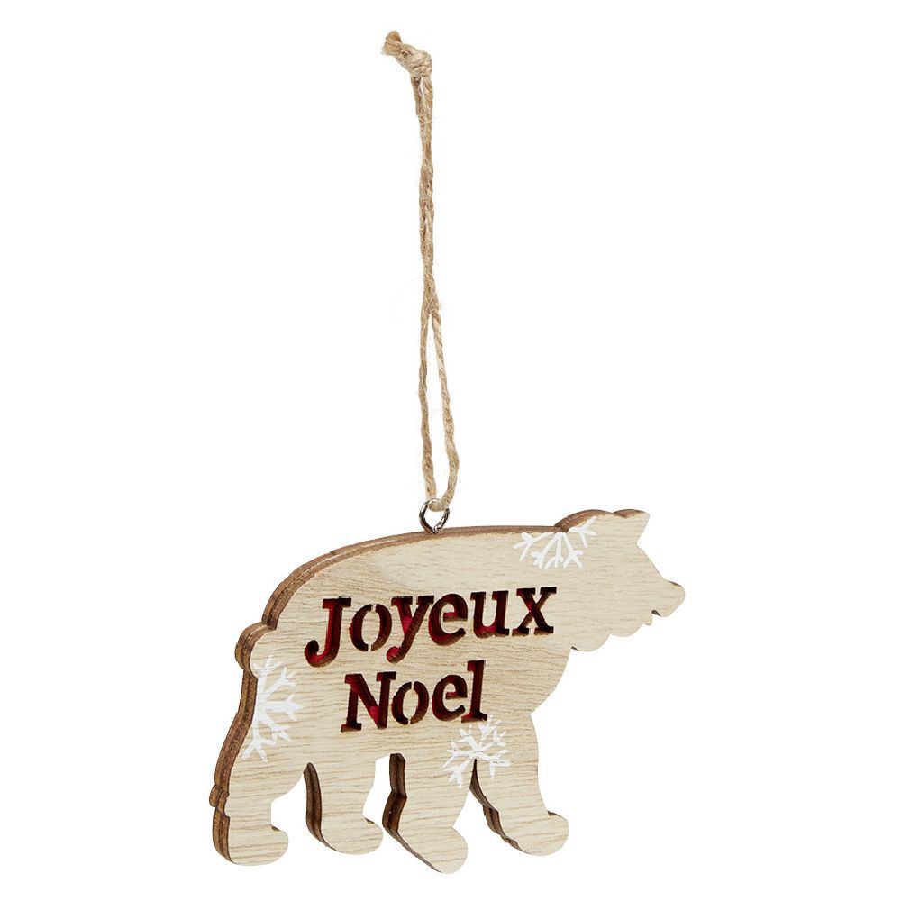 Décoration de No&euml;l ours en bois à suspendre