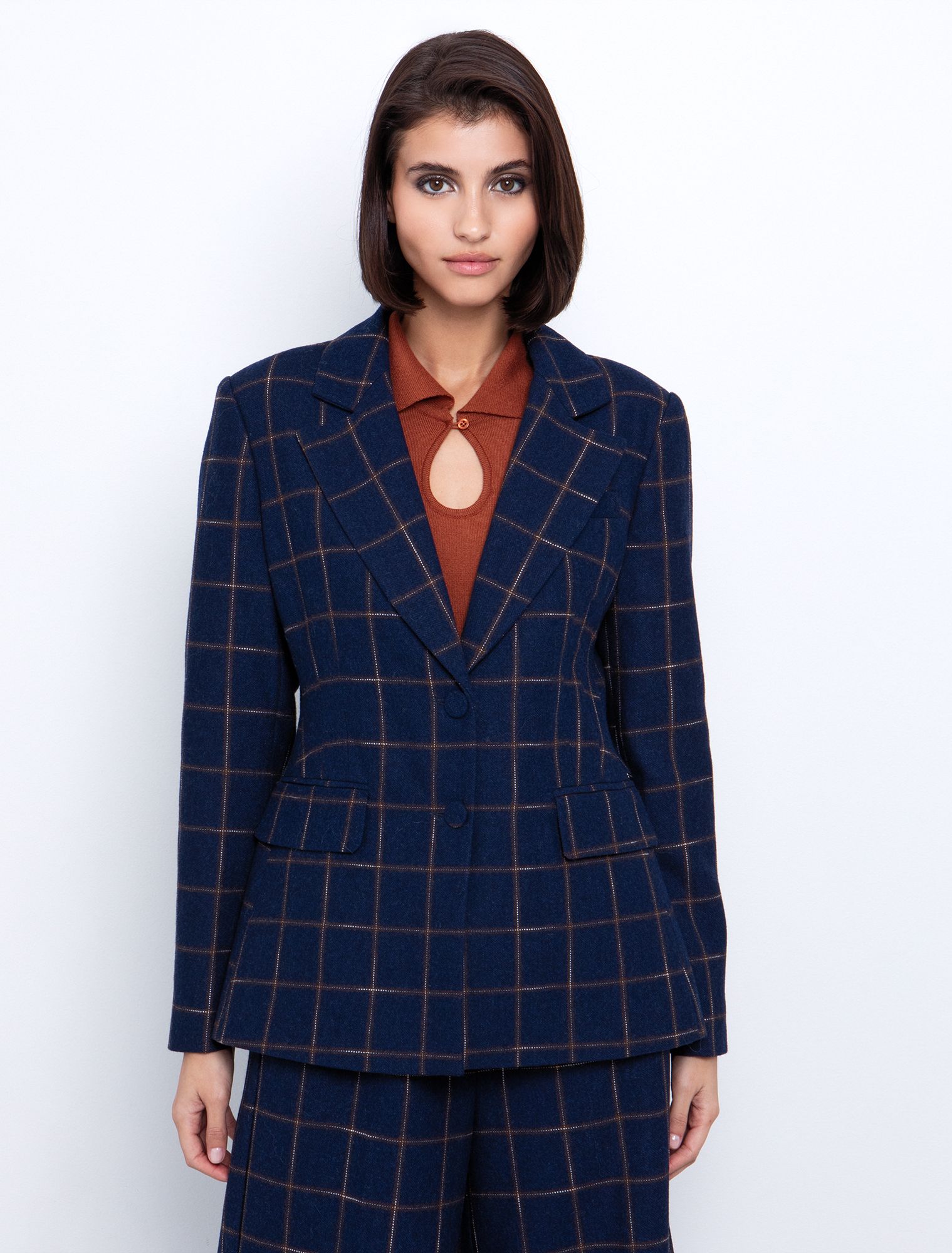 Καρώ σακάκι με μείγμα από μαλλί